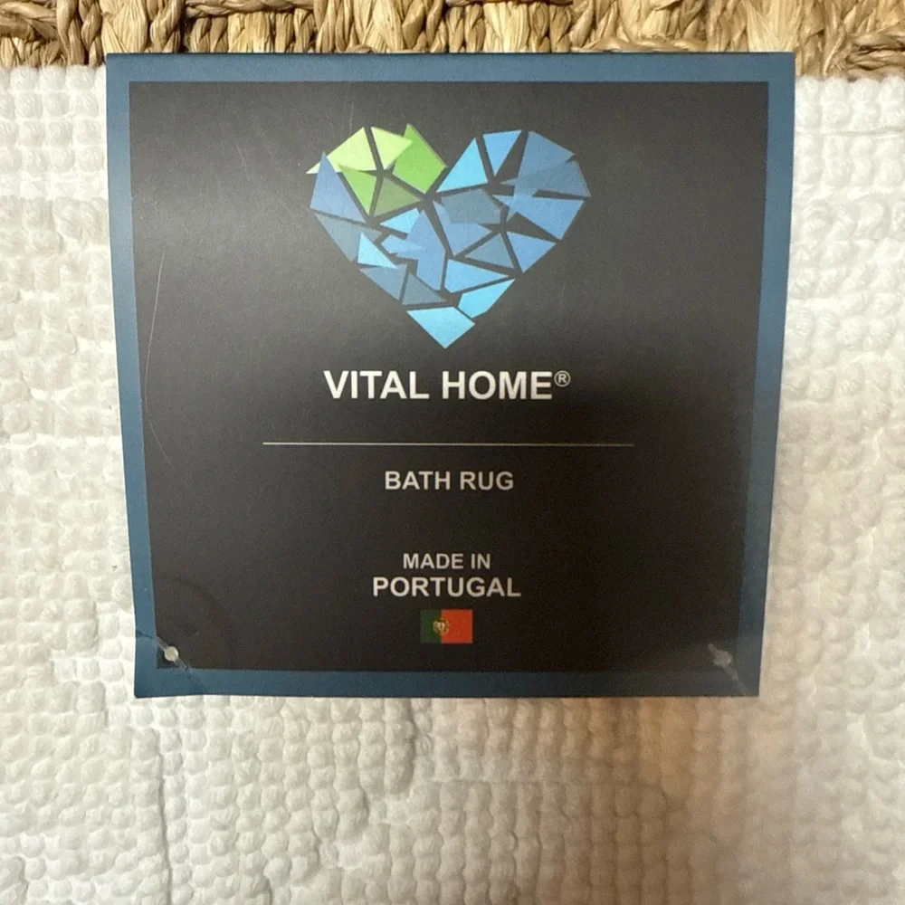 Made In Portugal Bath Rug 100% COTTON OEKO-TEX White 20 X31” By Vital Home NWT
